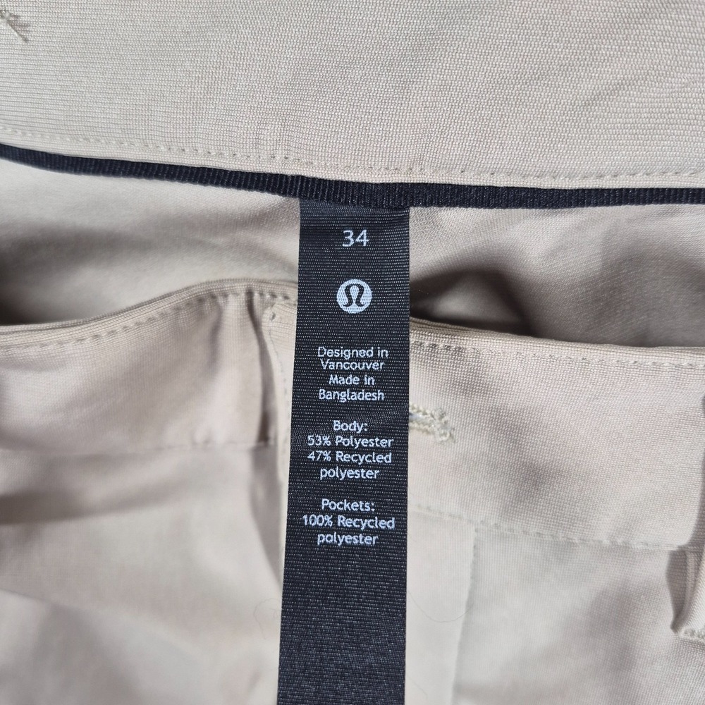 Lululemon ABC Pants Men's 34x31 Beige Chino Warpstreme Slim Fit Casual LM5AD5S - Picture 7 of 14